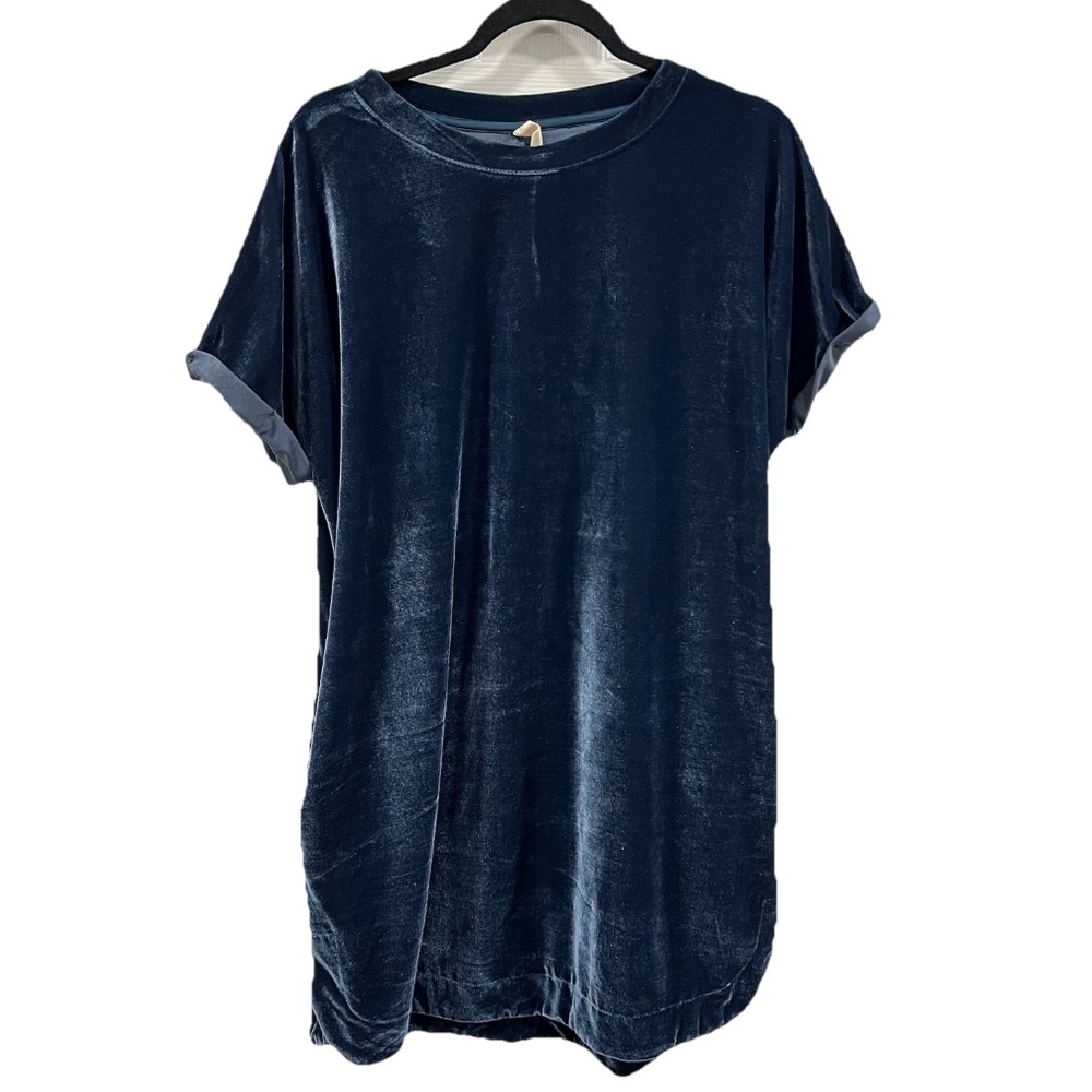 Wishlist Short Sleeve Velvet Shift Dress Blue Women’s Size S/M